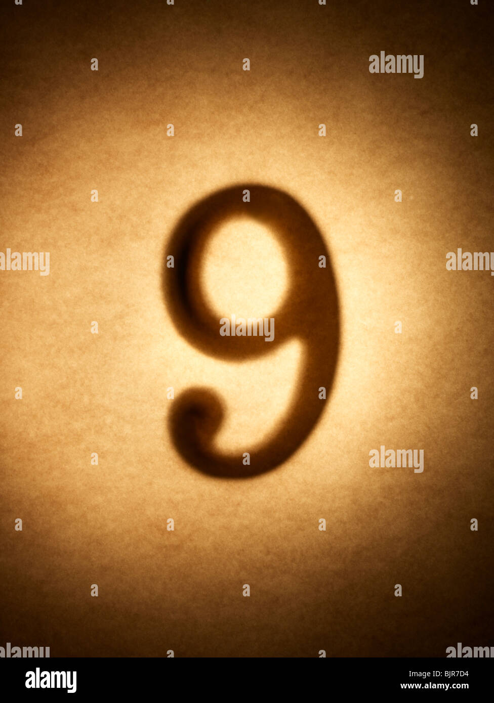 Neuf numéros numéro 9 chiffres figure de symbole Banque D'Images