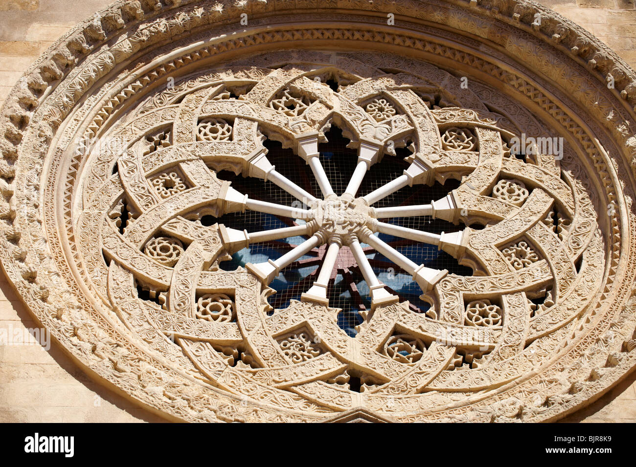 Fenêtre de Trapani cathédrale rose Banque D'Images