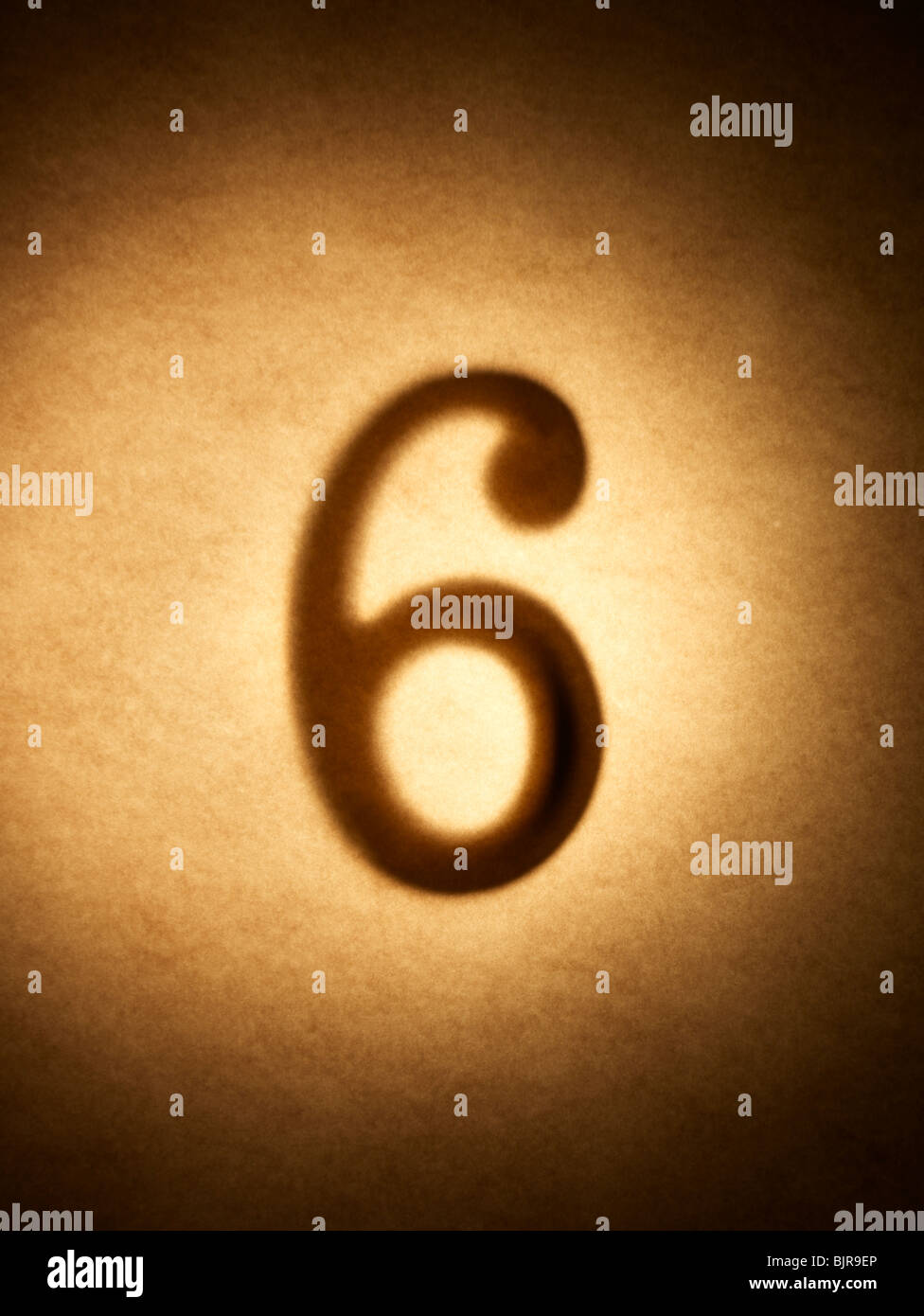 Six numéros numéro 6 chiffres figure de symbole Banque D'Images