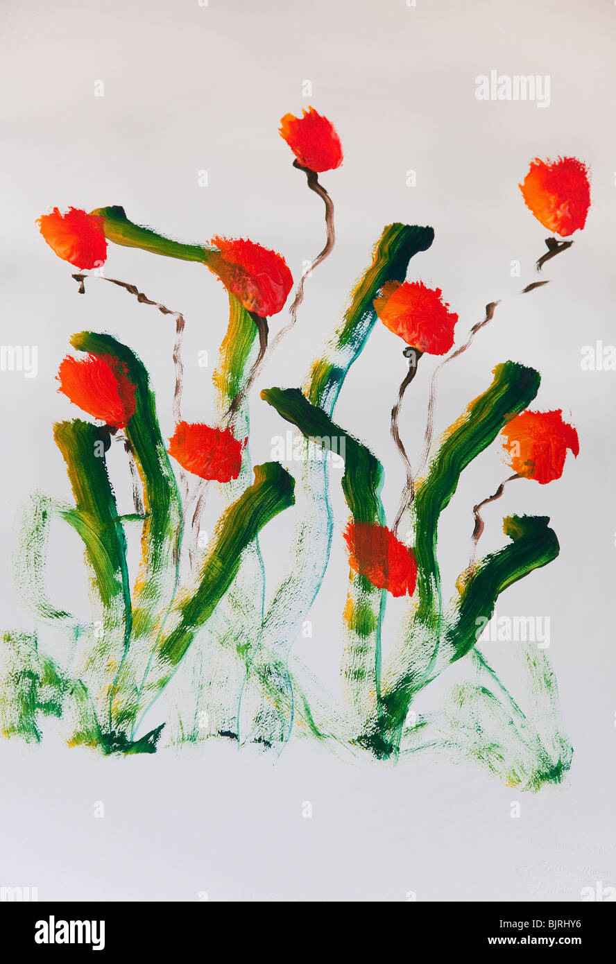 Abstract floral asiatique Peinture d'éléphant, un animal art couleur de l'eau d'une plante à fleurs peintes par les éléphants formés dans Chiang Mai, Thaïlande, Asie Banque D'Images Abstract floral asiatique Peinture d'éléphant, un animal art couleur de l'eau d'une plante à fleurs peintes par les éléphants formés dans Chiang Mai, Thaïlande, Asie Banque D'Images