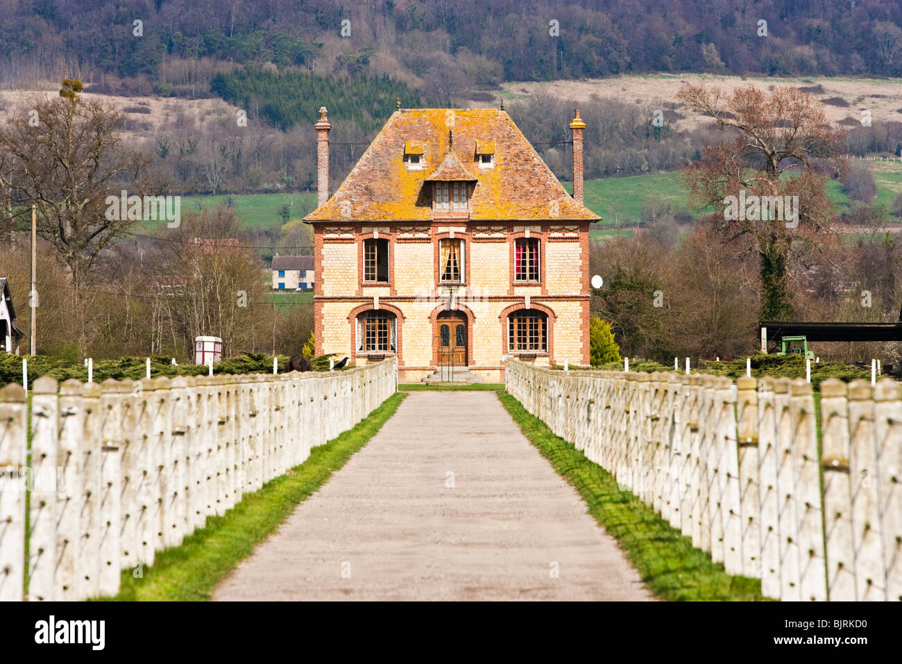 Maison de campagne française, Calvados, Normandie, France Banque D'Images
