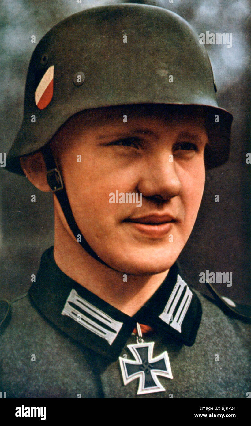 Premier soldat allemand à recevoir la Croix de Chevalier, 1941. Artiste : Bla Banque D'Images