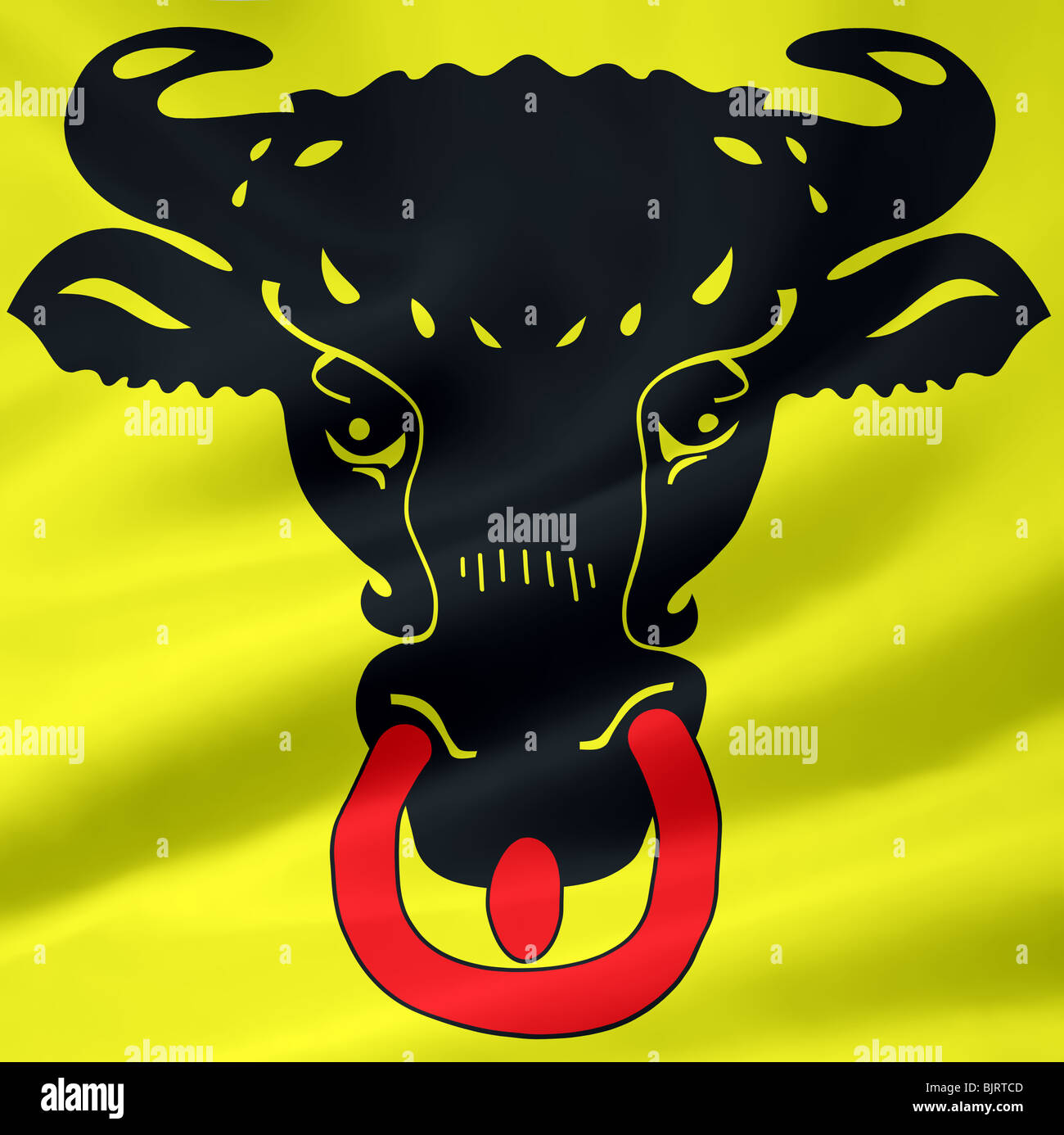 Grand drapeau du canton d'Uri en Suisse Banque D'Images