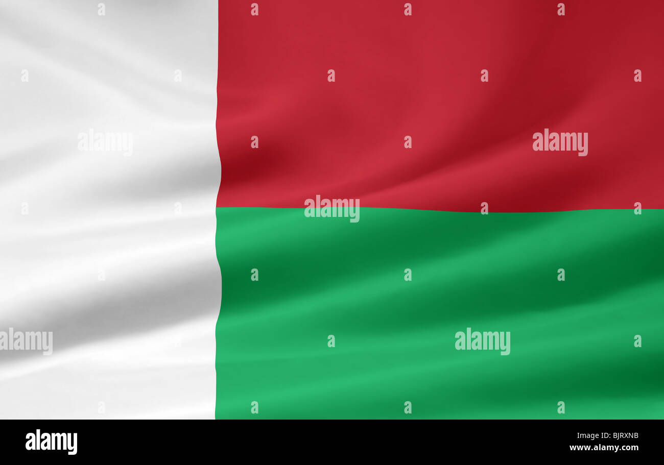 Drapeau haute résolution de Madagascar Banque D'Images
