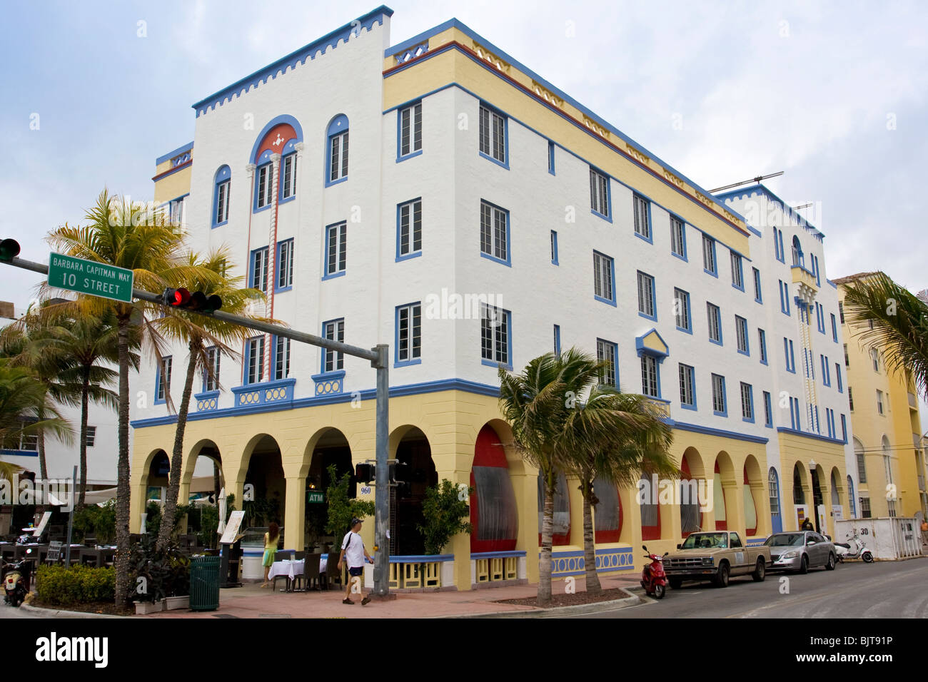 La Méditerranée rénové de style art déco de l'hôtel Edison à South Beach, Miami, Floride. Banque D'Images