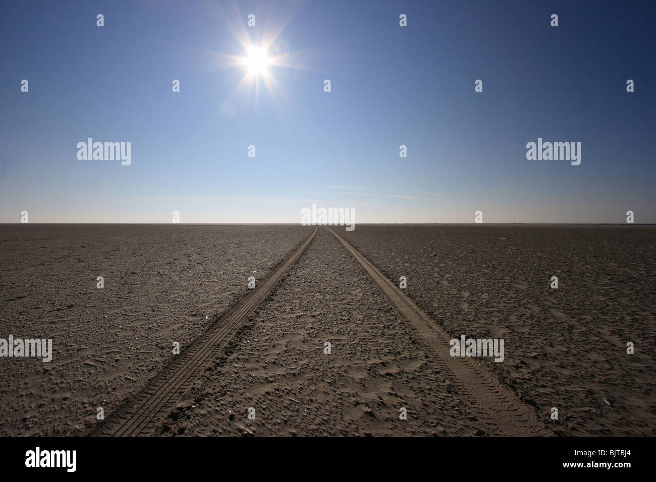 Du soleil sur une plage, à Sankt Peter-Ording, Allemagne Banque D'Images
