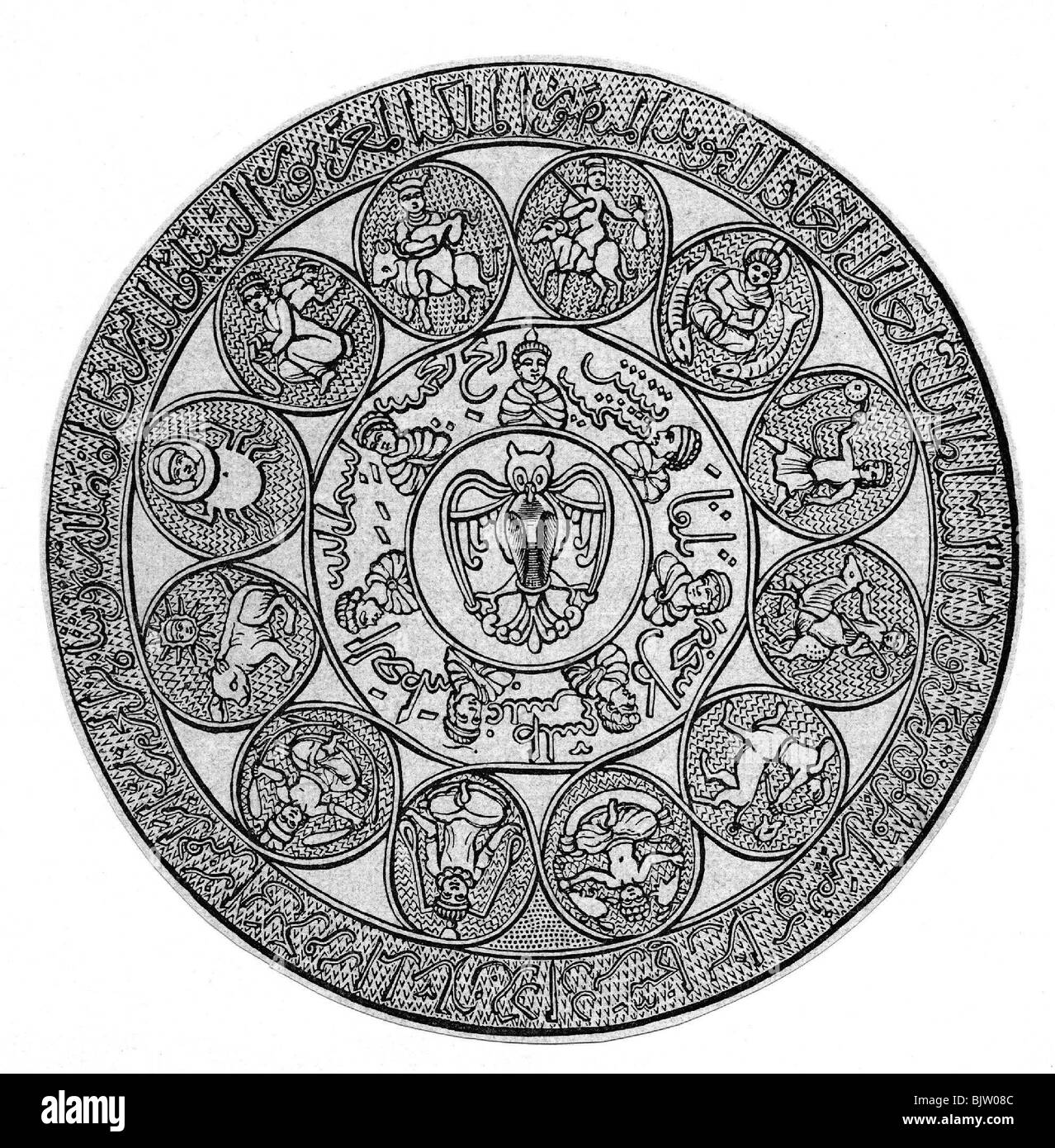Astrologie, signe du zodiaque, vieux zodiaque arabe, historique, historique, signes astrologiques, découpage, découpage, Orient, oriental, arabe, arabe, arabe, arabe , monde arabe, découpe, découpes, Banque D'Images