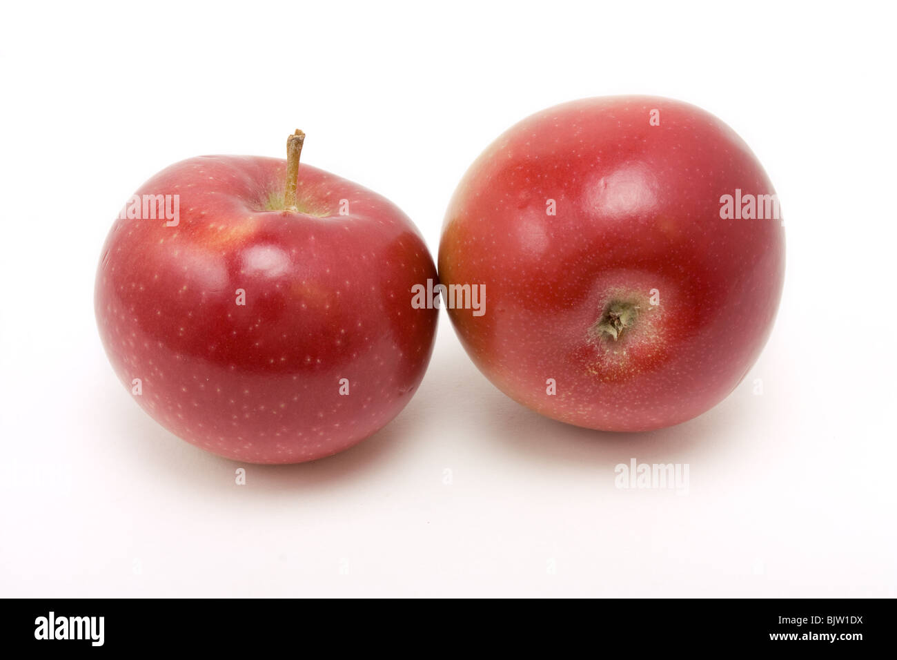 Red Apple Macintosh à partir de la vue faible contre isolé sur fond blanc. Banque D'Images
