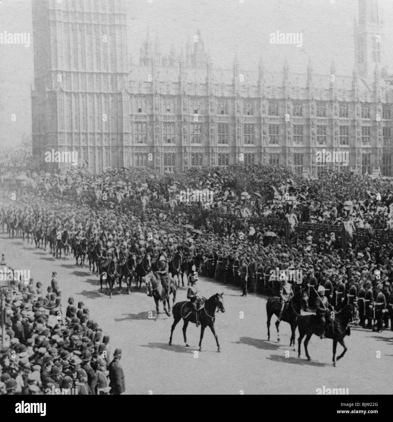 Les troupes montées, procession pour le Jubilé de diamant de la reine Victoria, Londres, 1897.Artiste : James M Davis Banque D'Images