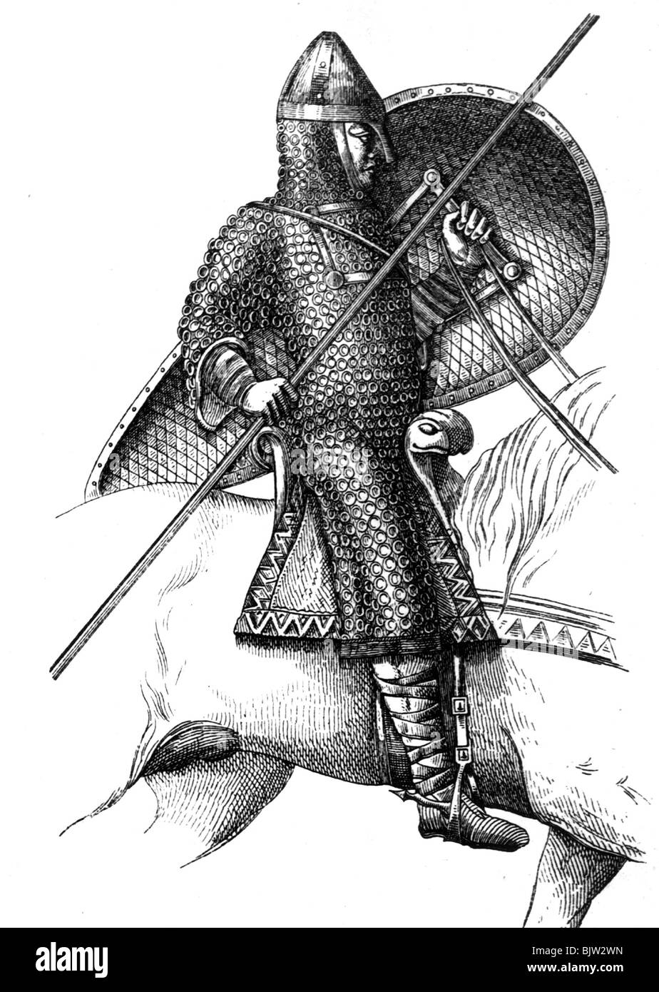 Les âges moyens, les chevaliers, Norseman, Norman Rider fron Battle of Hastings, 1066, Banque D'Images