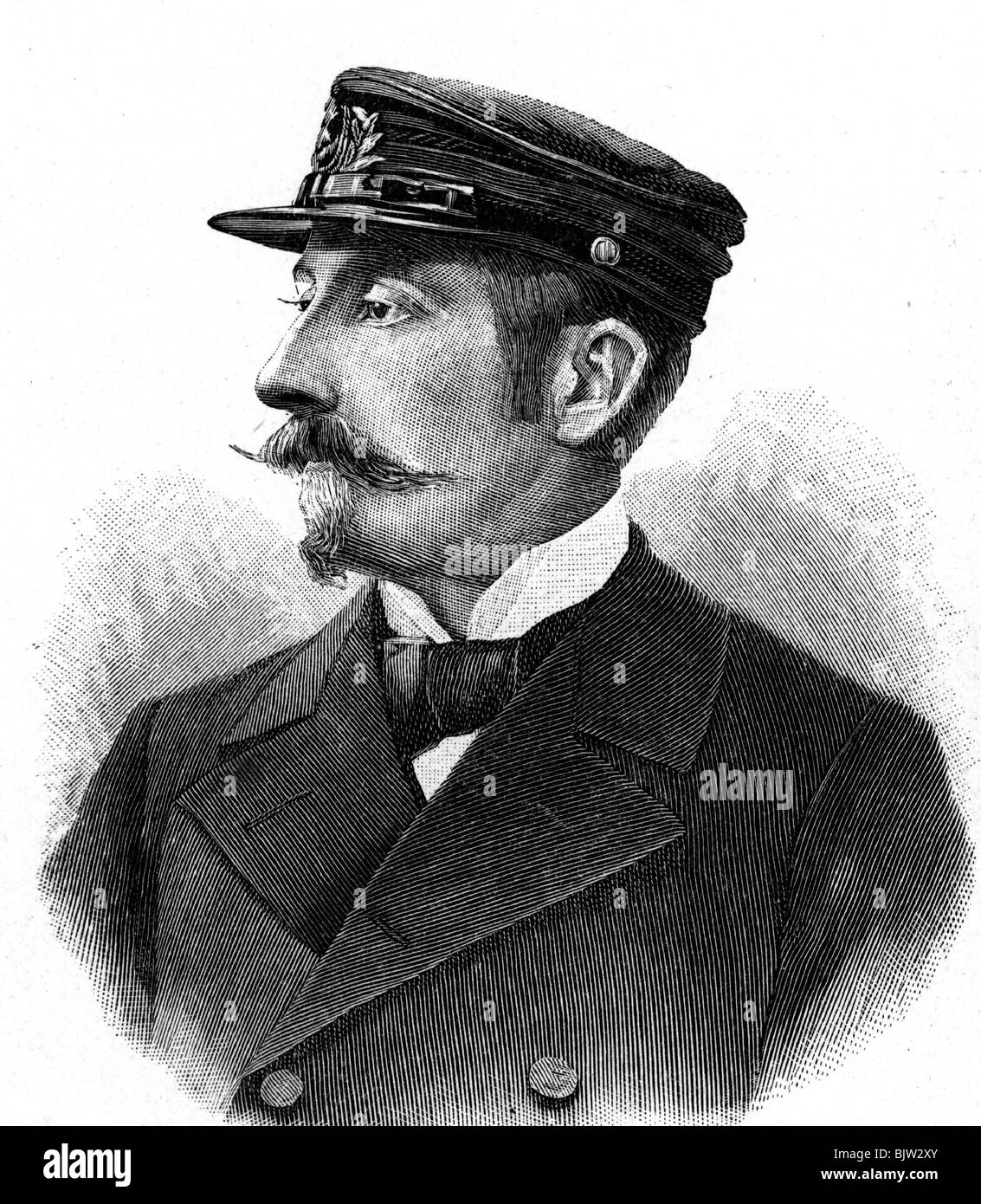 Gerlach de Gomery, Adrien de, 2.8.1866 - 4.12.1934, explorateur belge de l'Antarctique, portrait, gravure de bois, XIXe siècle, Banque D'Images