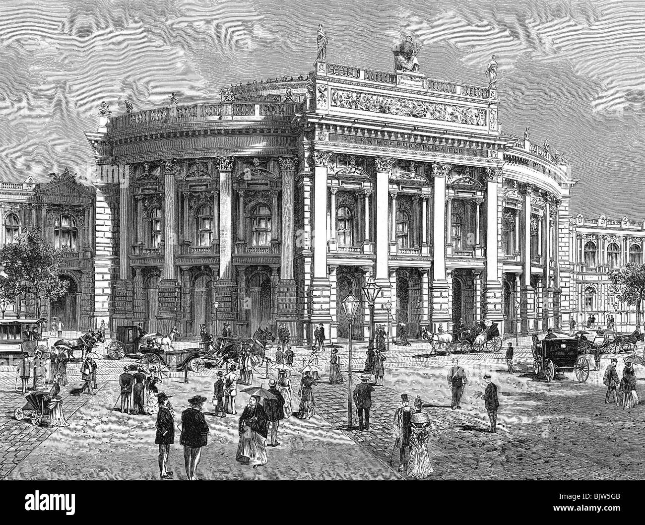 Géographie / voyages, Autriche, Vienne, Burgtheater, construit par Gottfried Semper et Karl Hasenauer, historique, tournant du siècle, XIXe siècle, théâtre, théâtre, bâtiment, bâtiments, architecture, Europe centrale, vue extérieure, gens, Banque D'Images