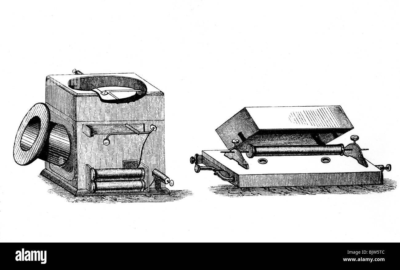 Technics, téléphones, téléphone par Philipp Reis, gravure en bois, XIXe siècle, historique, historique, découpe, découpe, découpe, découpe, découpe, découpe, Banque D'Images