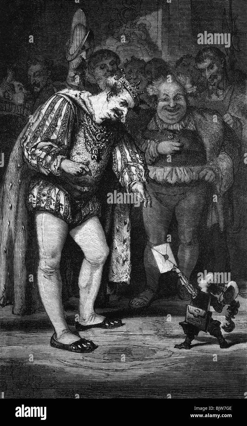 Littérature, contes de fées, contes de fées de Grimm, « Tom pouce », comme coursier, gravure en bois, Banque D'Images Littérature, contes de fées, contes de fées de Grimm, « Tom pouce », comme coursier, gravure en bois, Banque D'Images