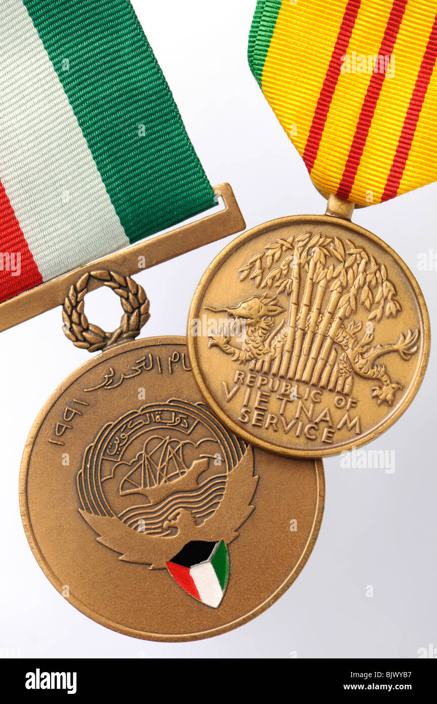 Médailles du service militaire depuis le Vietnam et le Koweït / Irak Banque D'Images