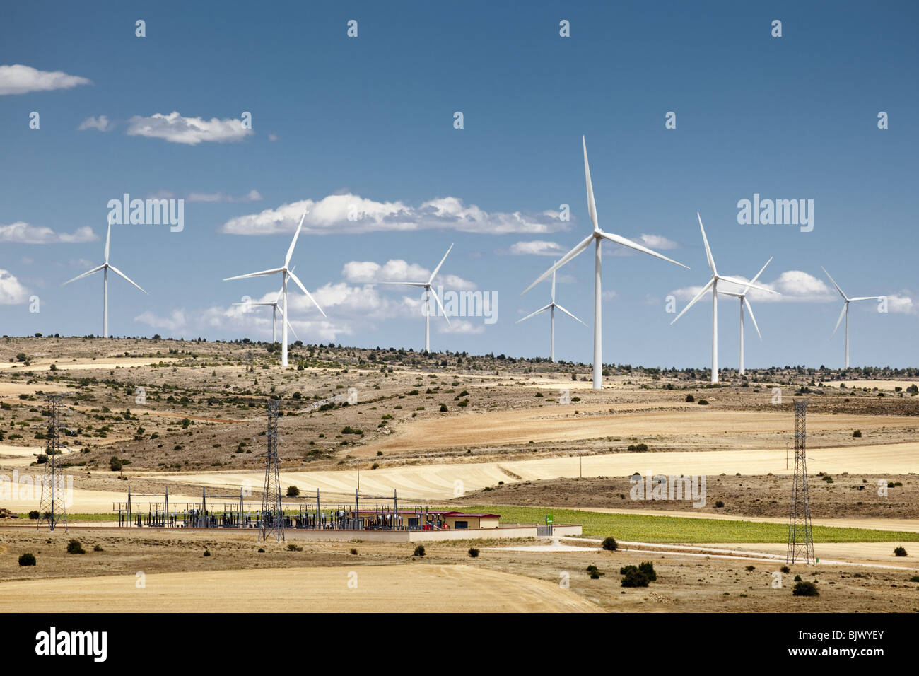 Générateurs du vent dans la région de Aragon Banque D'Images
