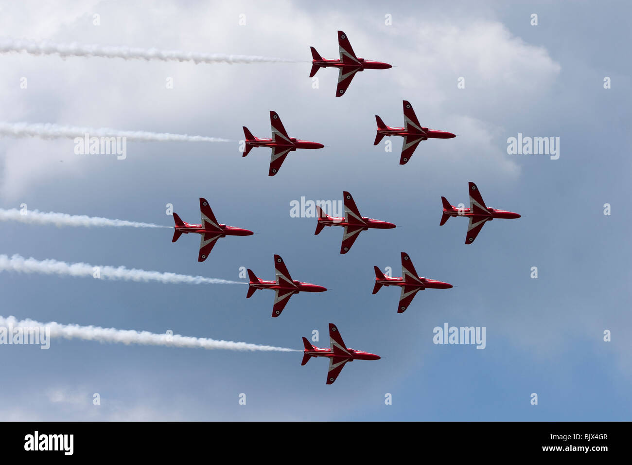 Royal-Air-force's flèches rouges affichent leurs nouvelles couleurs à l'Airshow de Biggin Hill dans le Kent Banque D'Images