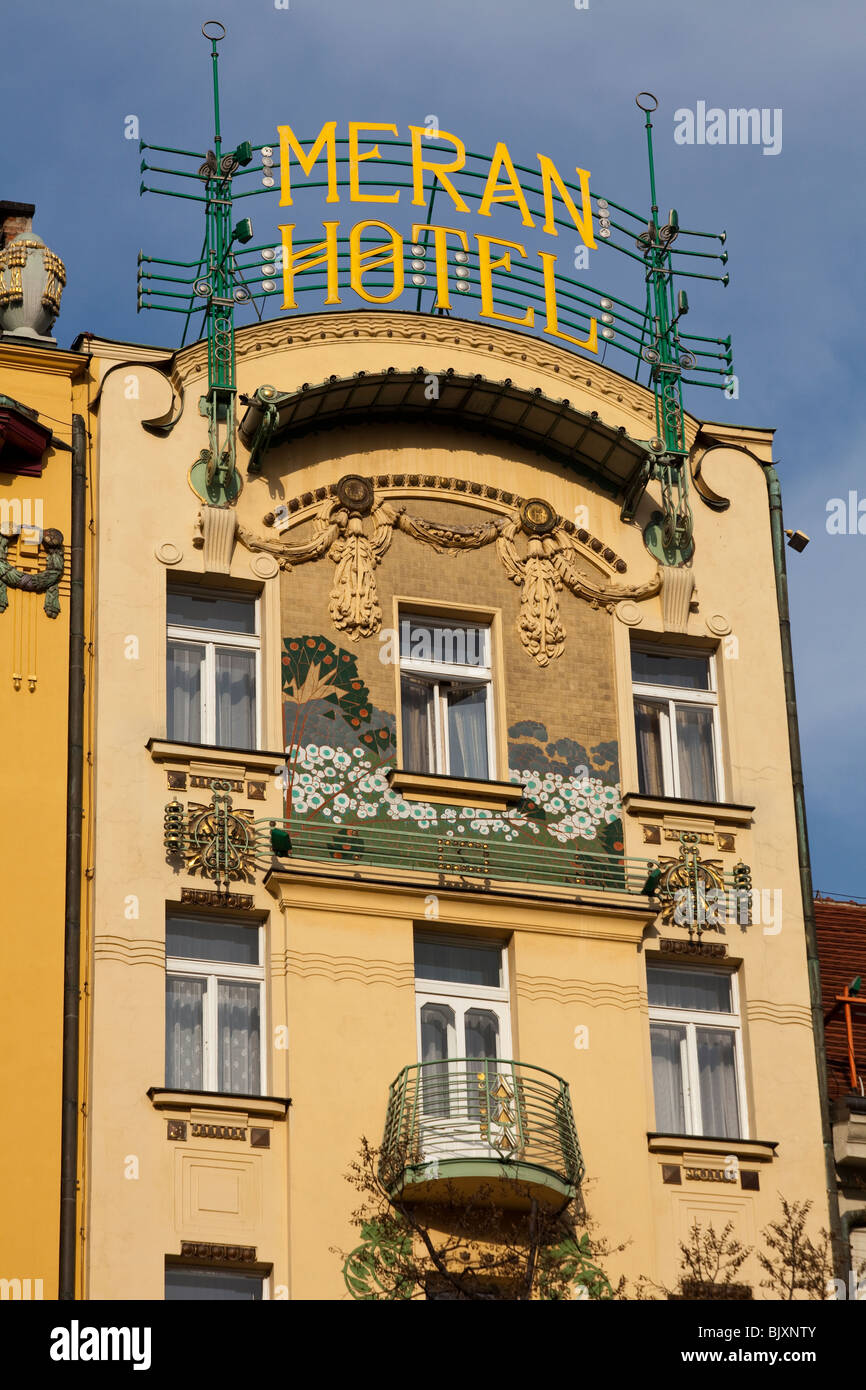 L'hôtel Meran, Wenceslas Square, Prague, République Tchèque Banque D'Images