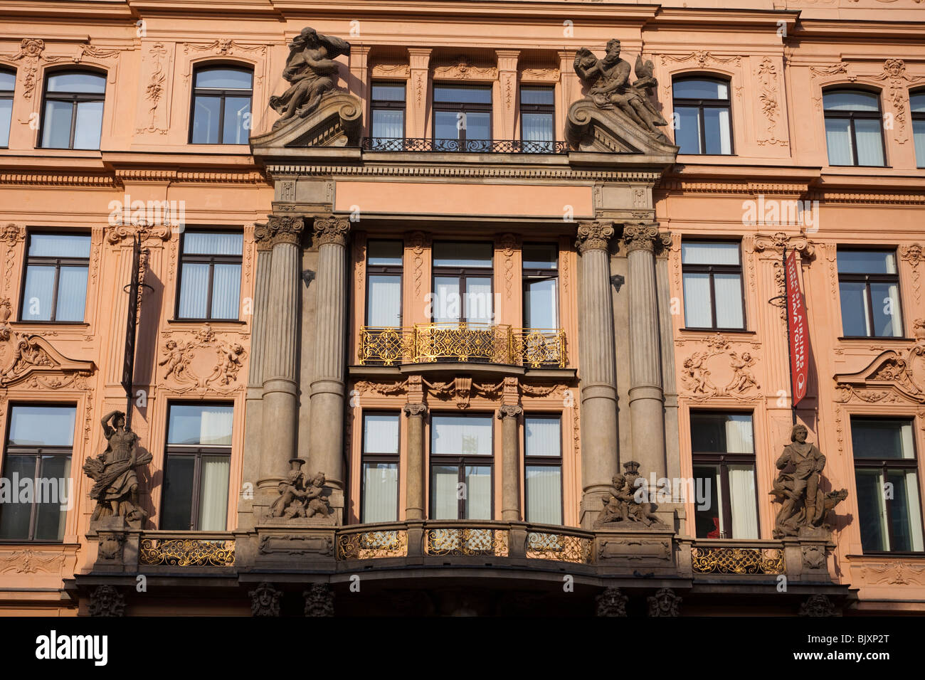 Immeuble en style néo baroque, Wenceslas Square, Prague, République Tchèque Banque D'Images