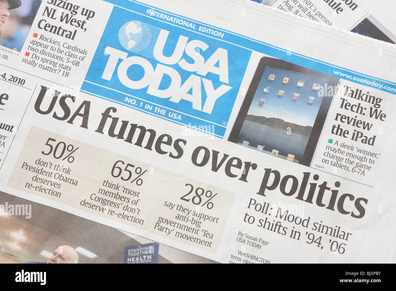 Titres politiques dans l'édition internationale du journal USA Today. Banque D'Images Titres politiques dans l'édition internationale du journal USA Today. Banque D'Images