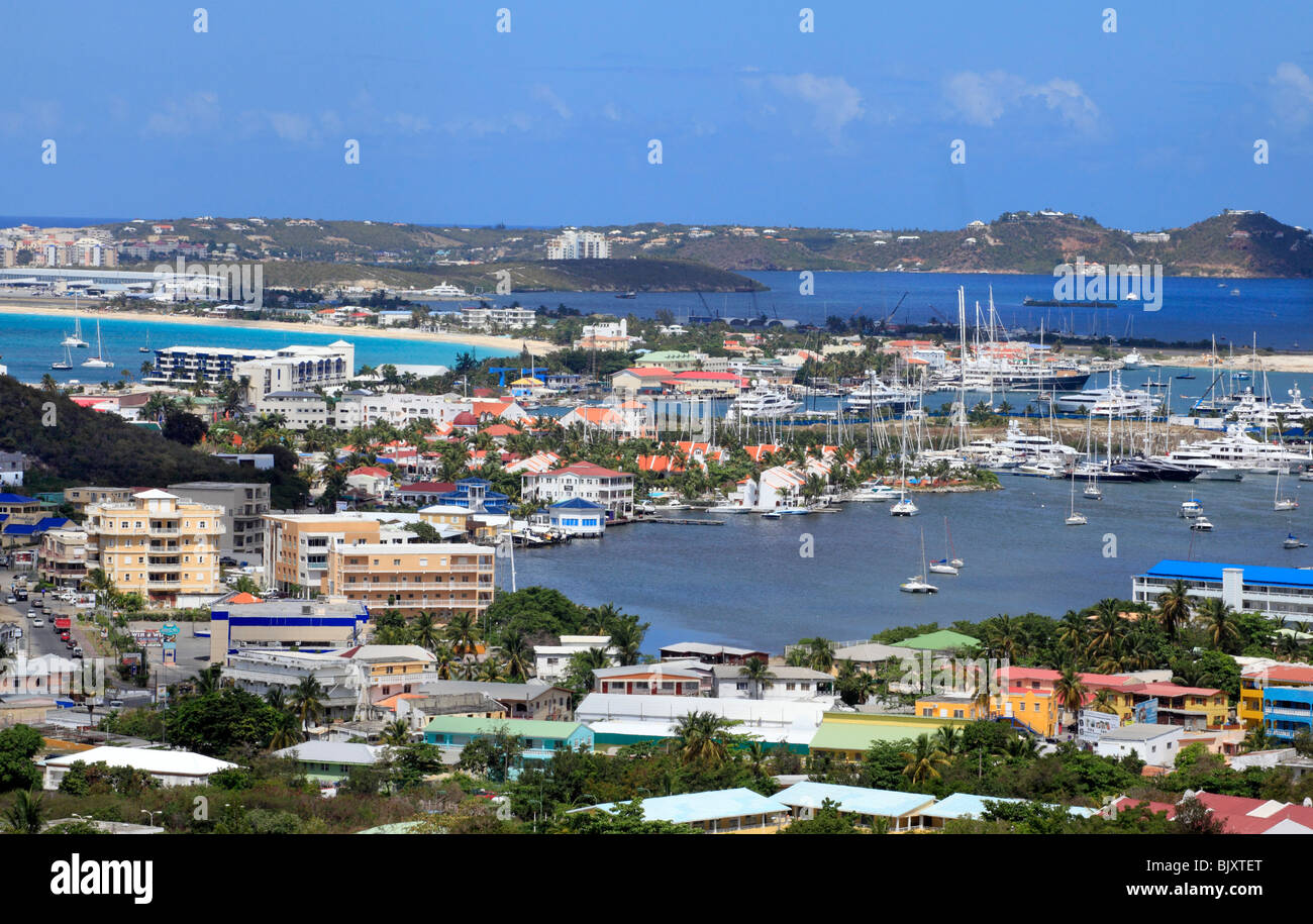 Simpson Bay et le port de plaisance de St Maarten. Caraïbes Banque D'Images