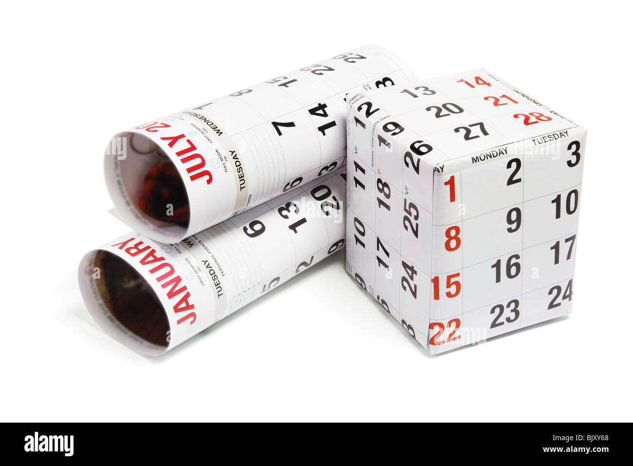 Rouleaux de calendriers et de colis Banque D'Images