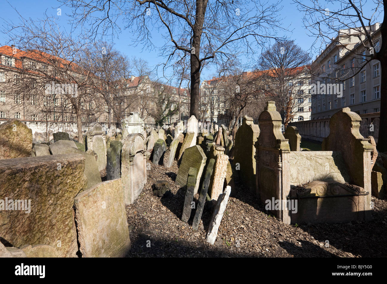 Vieux Cimetière Juif, Josefov,, Prague, République Tchèque Banque D'Images