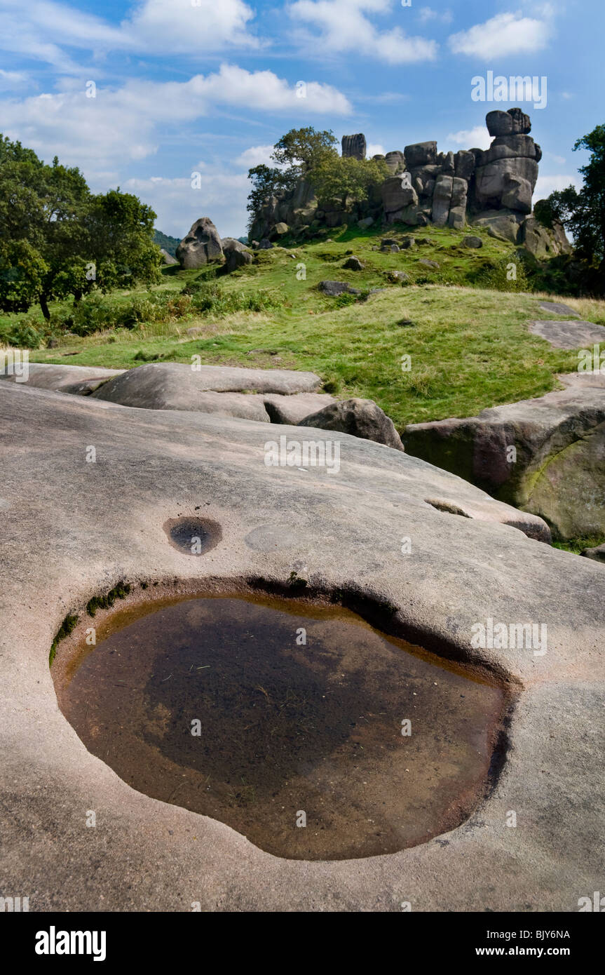 Robin Hood's Stride, pierre meulière Tor dans le Peak District, Derbyshire Banque D'Images