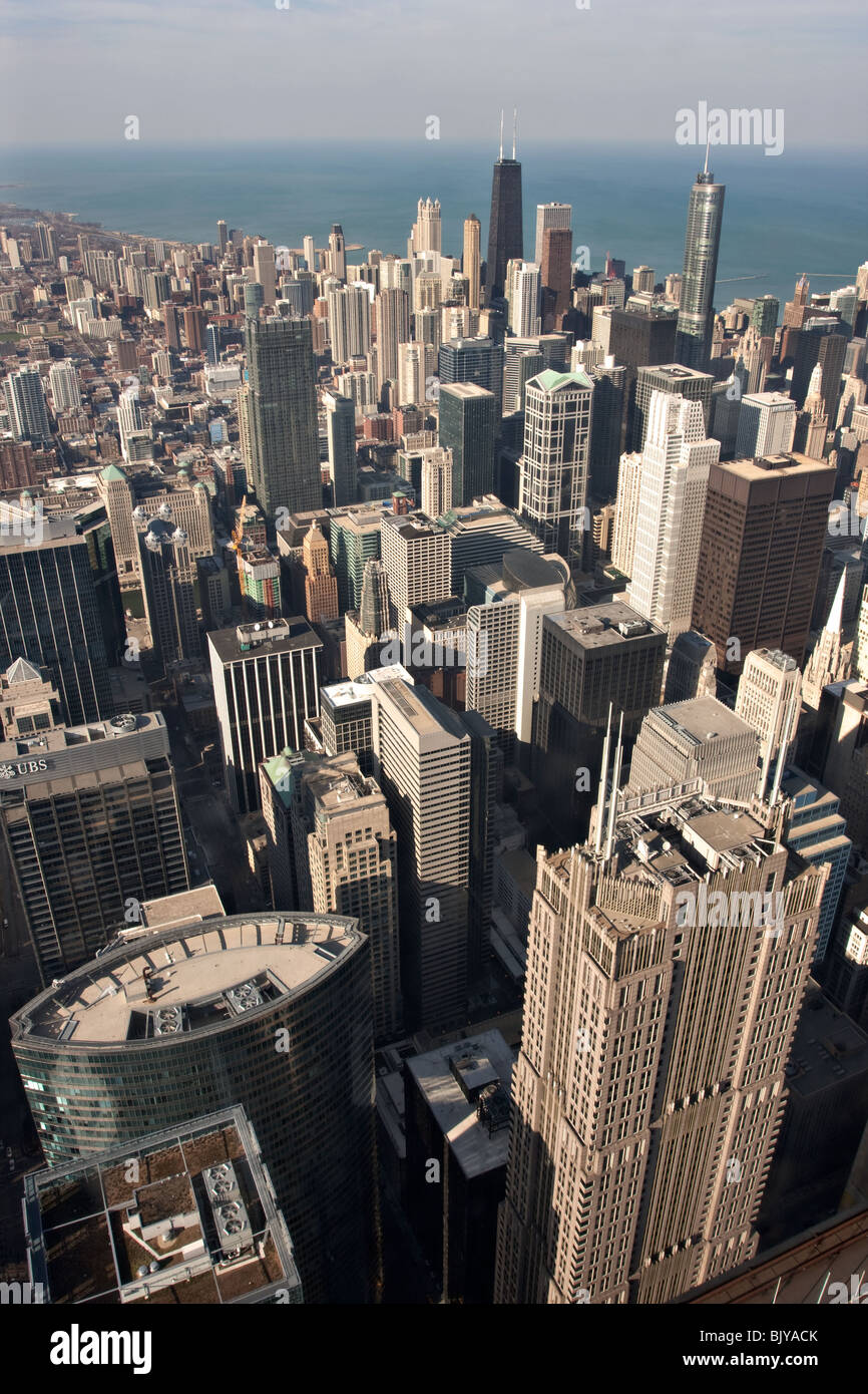 Chicago vue aérienne de la Willis tower (ex-Sears) à au nord-est Banque D'Images