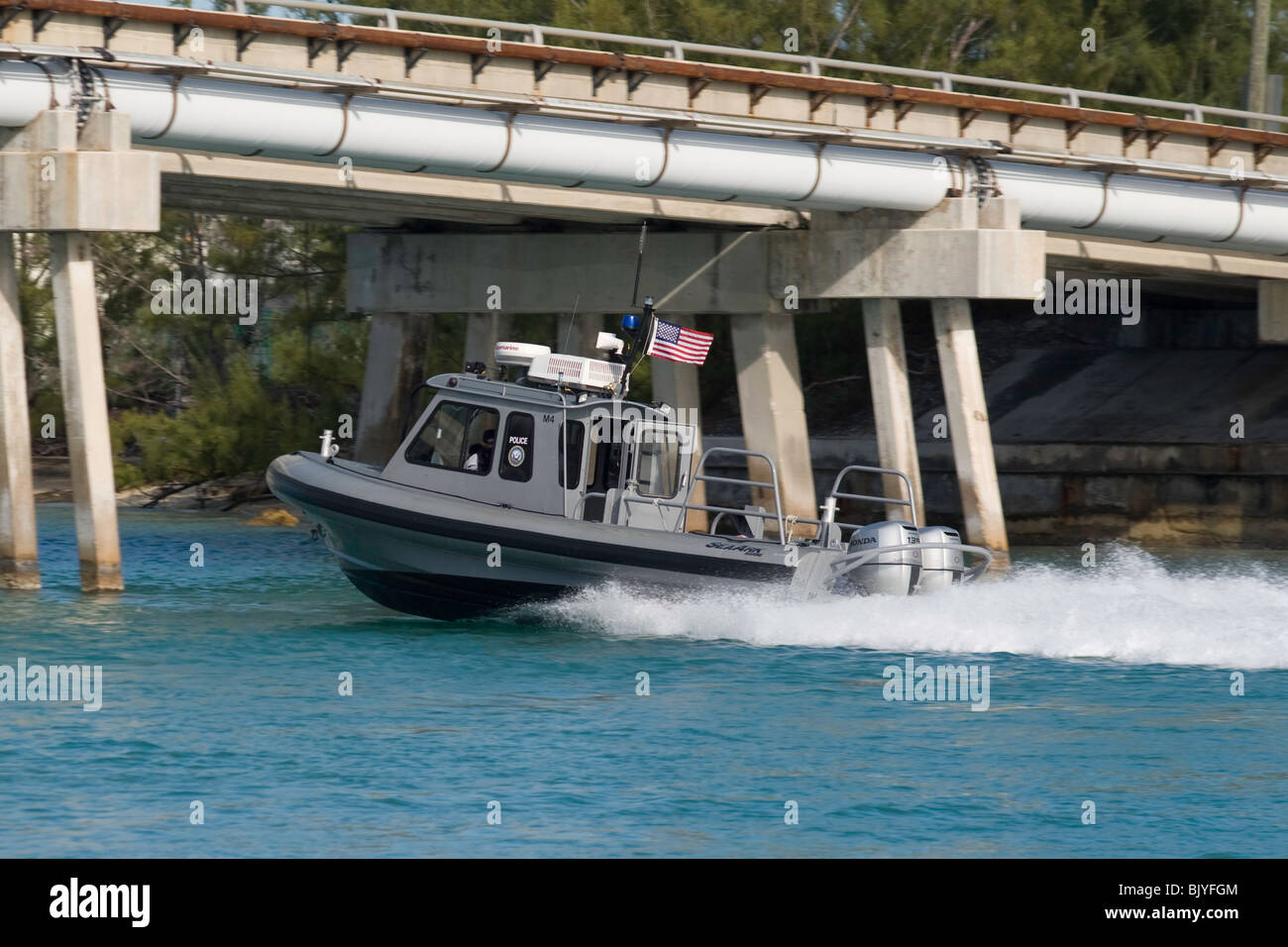 Un bateau de police à Key West Banque D'Images