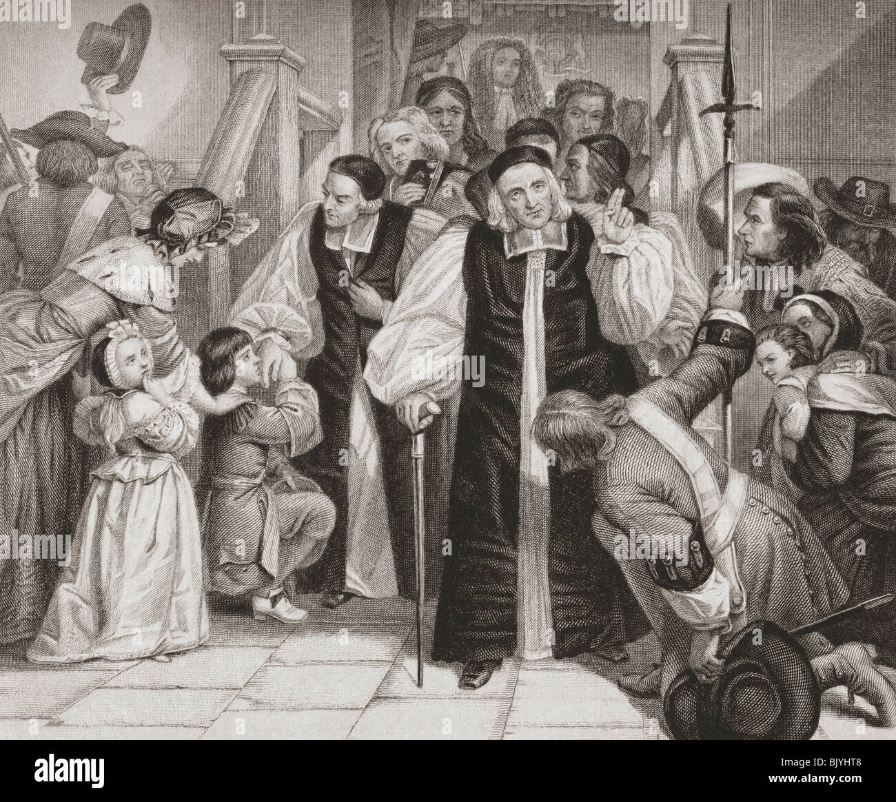 La libération des sept évêques après leur procès à Westminster Hall le 29 juin 1688. Banque D'Images