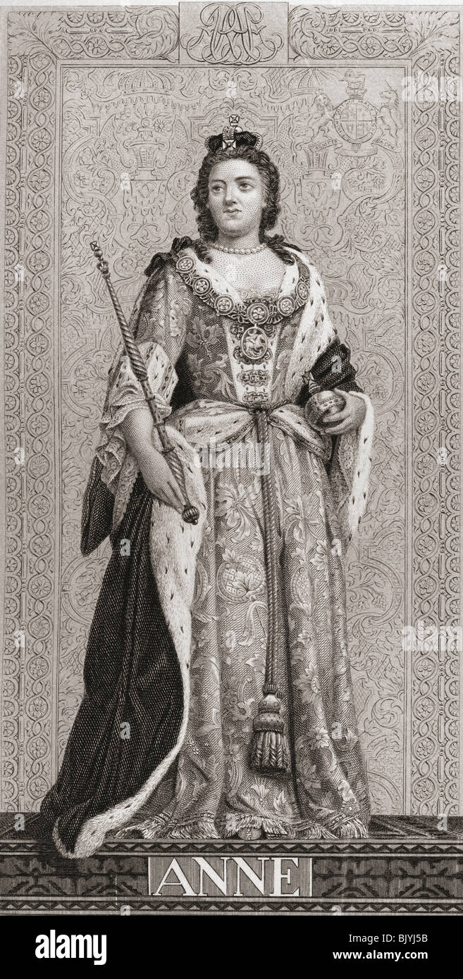 La Reine Anne, 1665 - 1714. Reine d'Angleterre, d'Écosse et d'Irlande. De l'anglais et l'histoire écossaise, publié 1882. Banque D'Images