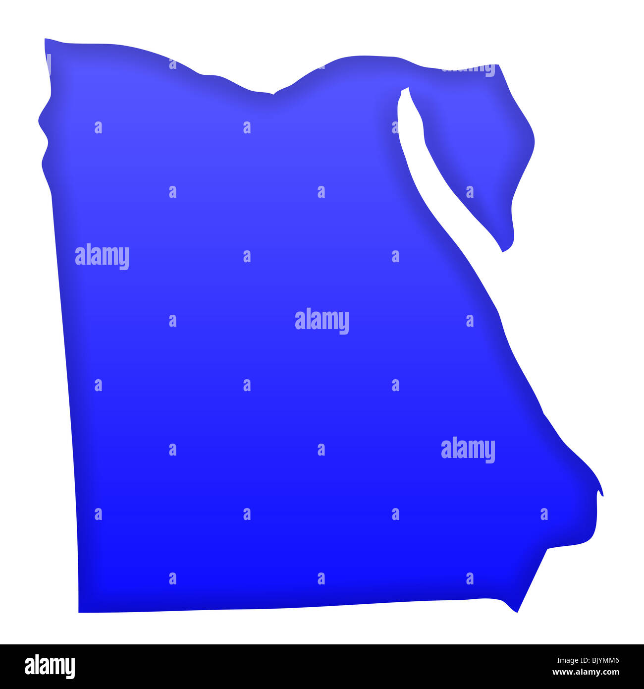 Carte de l'Égypte en bleu isolé sur fond blanc avec chemin de détourage et copiez l'espace. Banque D'Images