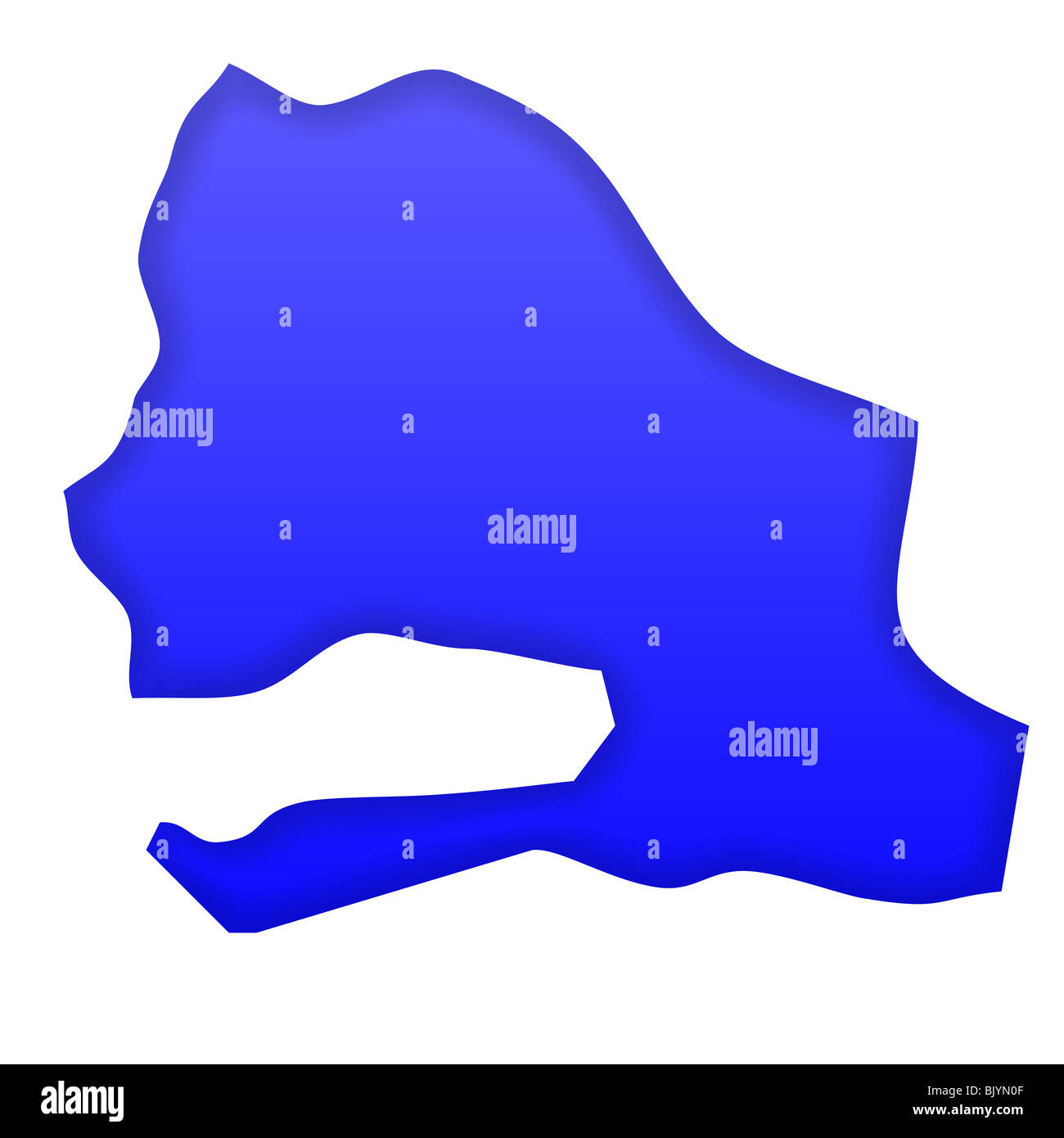 Carte Sénégal en bleu isolé sur fond blanc avec chemin de détourage et copiez l'espace. Banque D'Images