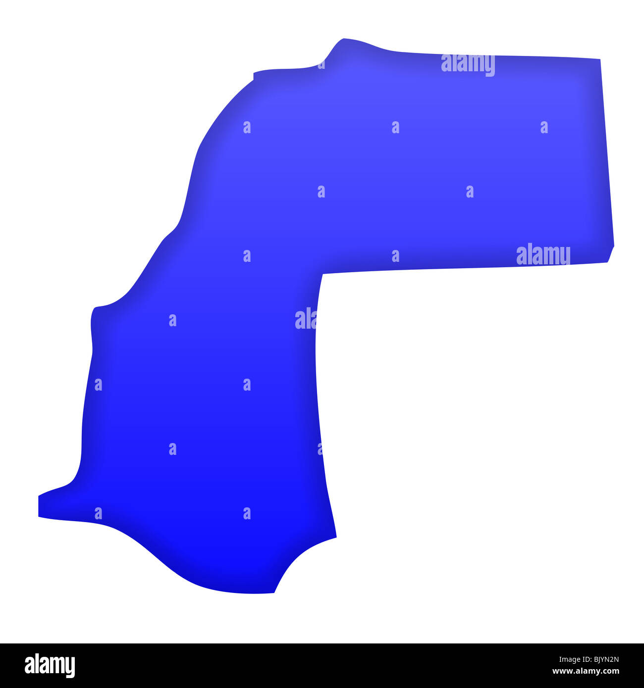 Sahara occidental la carte en bleu isolé sur fond blanc avec chemin de détourage et copiez l'espace. Banque D'Images