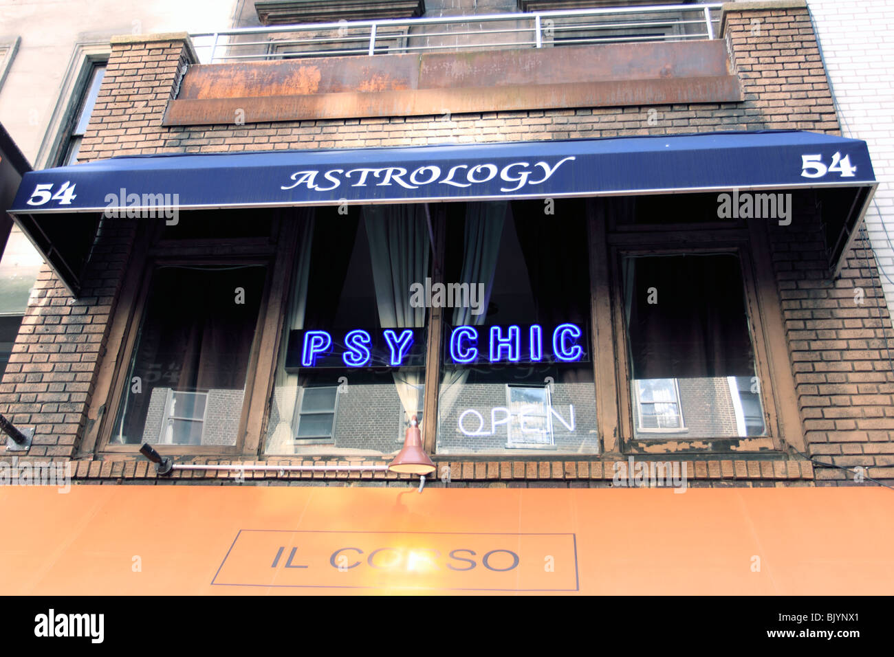 Physchic et astrologue storefront, New York City Banque D'Images