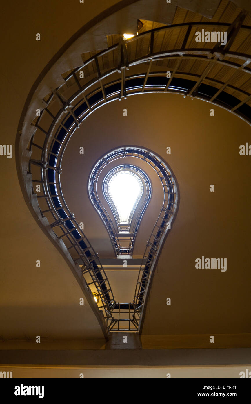 Escalier, maison à la Vierge Noire, Vieille Ville, Prague, République Tchèque Banque D'Images