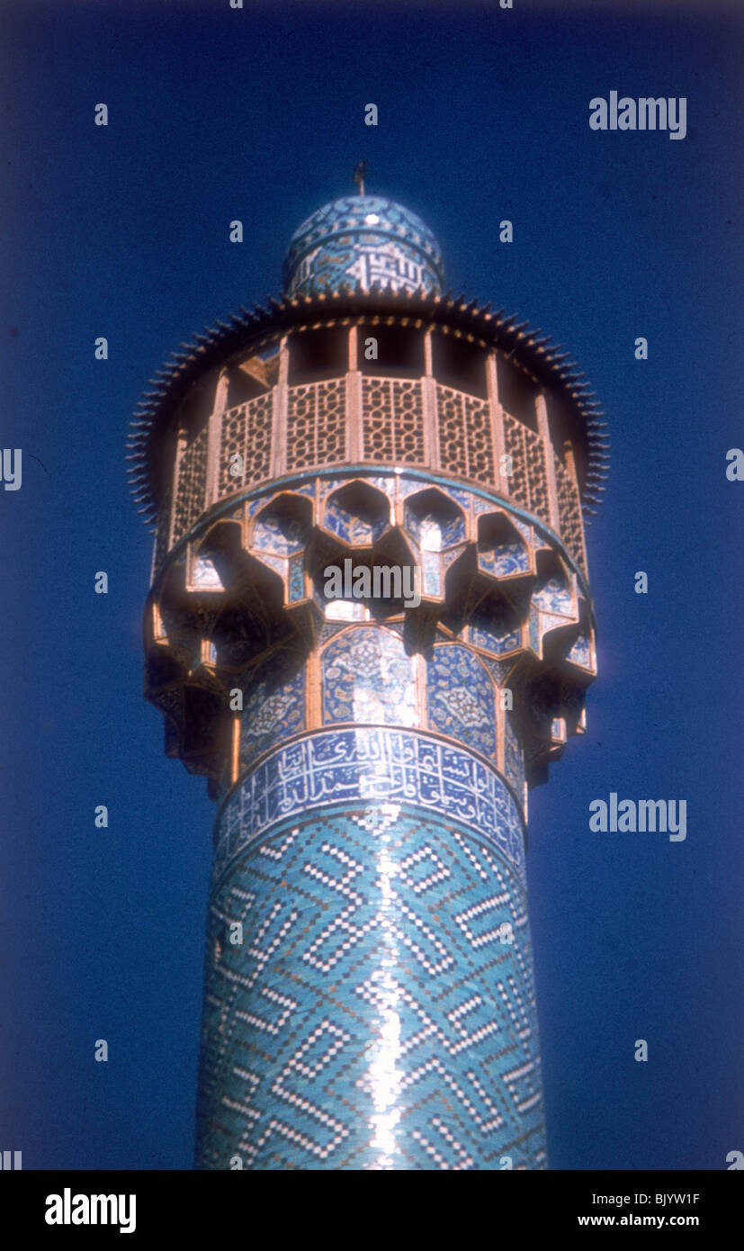 Minaret, mosquée du Shah, Isfahan, Iran, c1611-1630. Banque D'Images