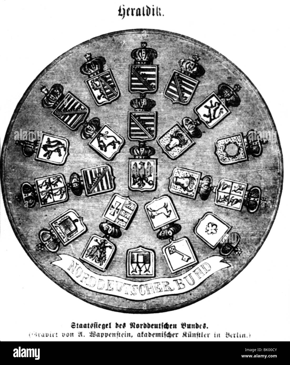 Heraldry, sceaux, Allemagne, sceau de la Confédération de l'Allemagne du Nord 1866 - 1870, Banque D'Images
