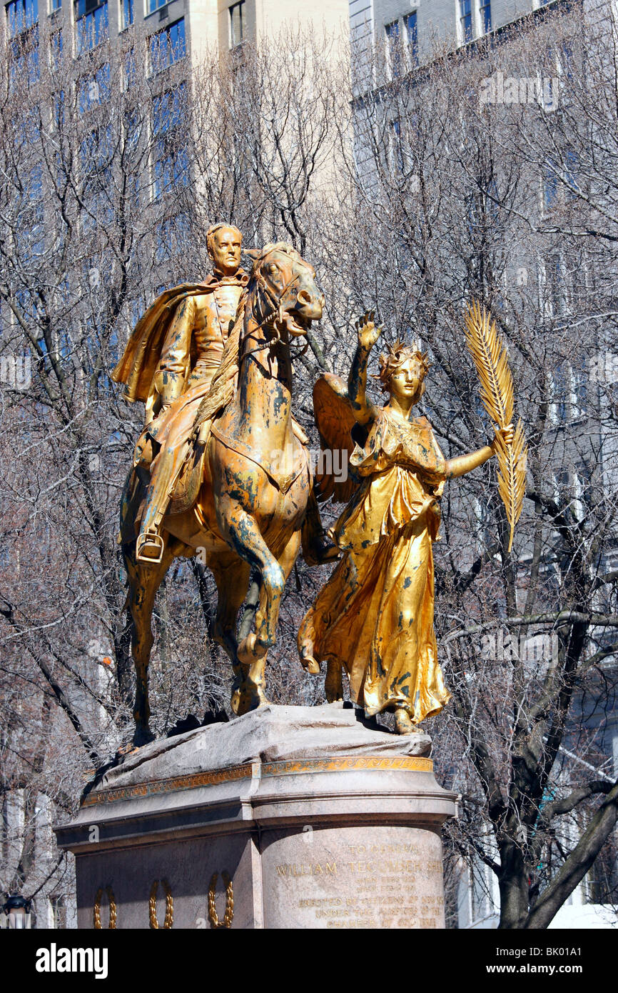 Statue de l'Union européenne Guerre civile le général William Tecumseh Sherman, Grand Army Plaza, Central Park alors... à 59e et 5e Avenue New York City Banque D'Images