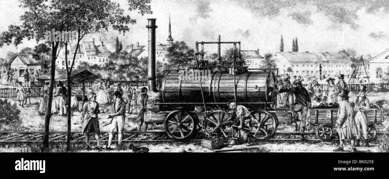 Transport / transport, chemin de fer, locomotive, première locomotive de la fonderie royale de fer prussien à Berlin, 1816, Banque D'Images