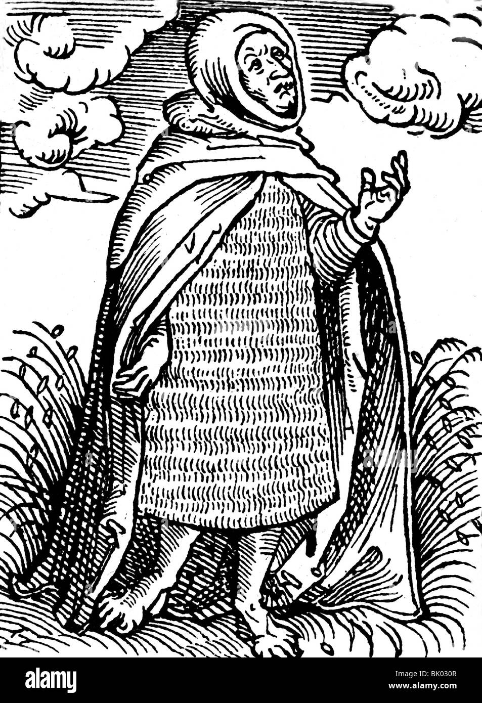 Religion, ordres religieux, Grandmontines (ordre de Grandmont), moine dans l'habitude, illustration d'un livre de Martin Luther (Das Babstum mit seynen glidern gemalet und beschriben), coupe de bois, école de Lucas Cranach, 1526, Banque D'Images