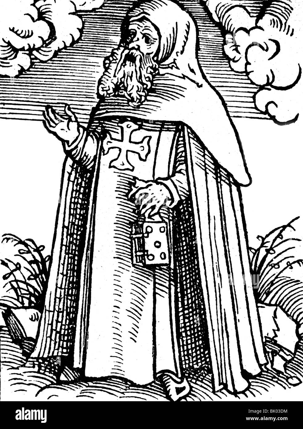 Moyen âge, chevaliers, ordres militaires, Templiers, (Pauperes commilitones Christi templique salomonis, fondée en 1119, dissoute en 1314), chevalier, illustration d'un livre de Martin Luther (Das Babstum mit seynen glidern gemalet und beschriben), coupé, école de bois de Lucas Cranach, 1526 Banque D'Images