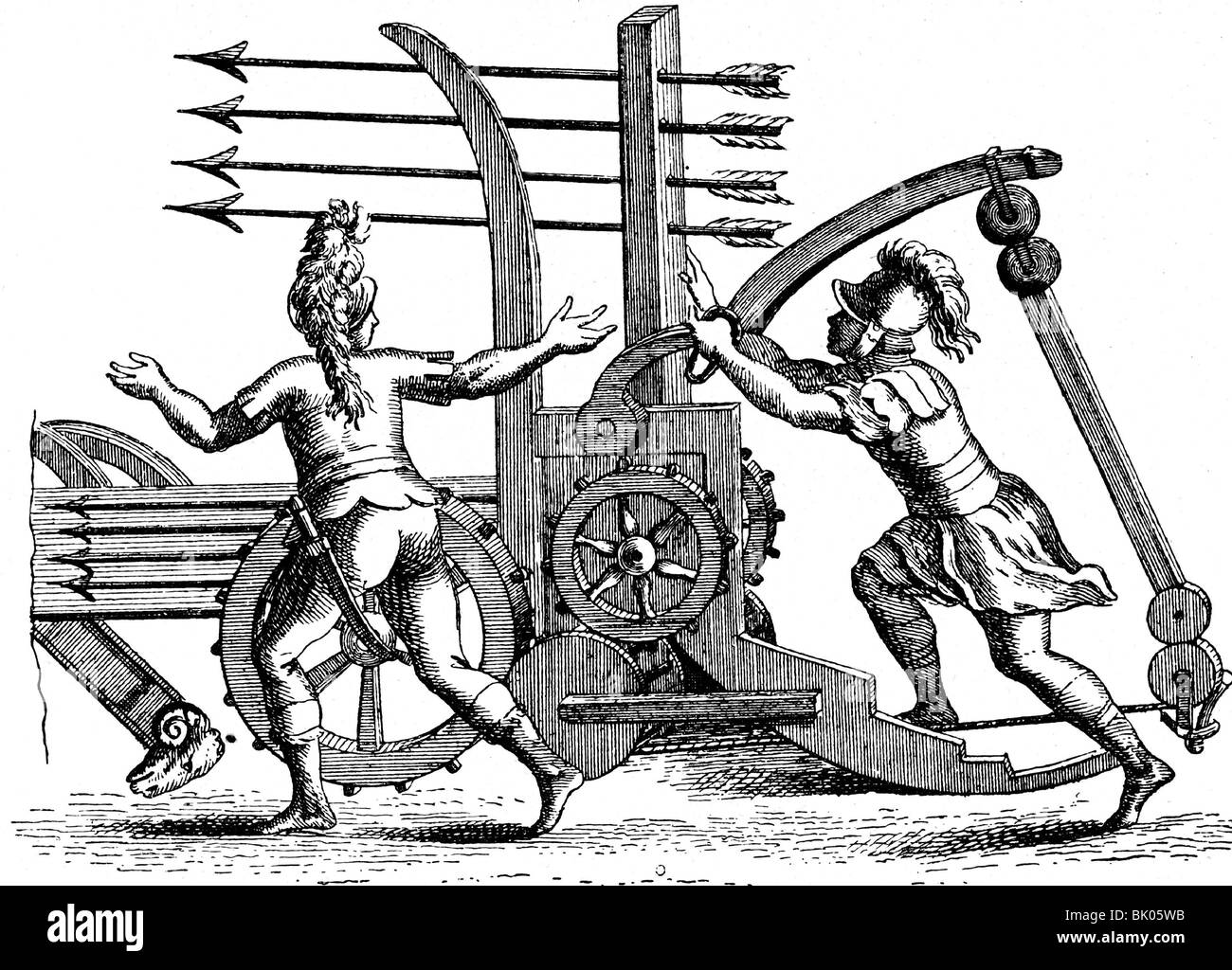 Militaire, ancien monde, canons, catapulte romaine de dart, gravure de 'Encyclopedie' par Denise Diderot et Jean le rond d' Alembert, 1756, Banque D'Images