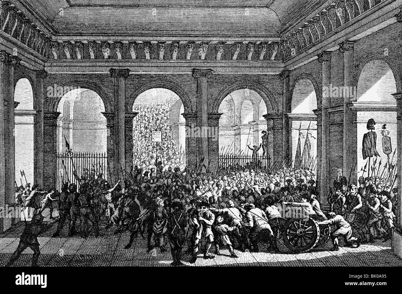 Géographie / voyages, France, révolution française 1789 - 1799, Inssurection 'morale', les personnes entrant dans le Tuileris, Paris, 20.6.1792, l'artiste n'a pas d'auteur pour être effacé Banque D'Images
