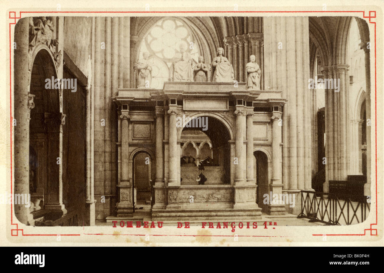 Géographie / voyages, France, Paris, églises, Saint Denis, vue intérieure, tombeau du roi François I, carte de visite, 25.9.1900, Banque D'Images
