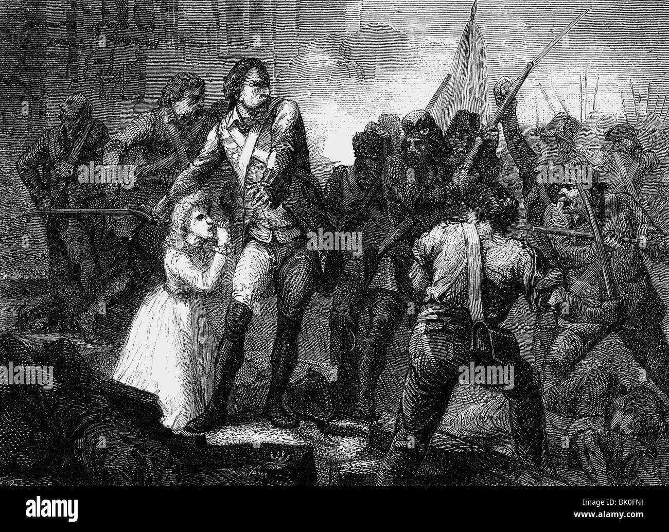 Géographie / voyages, France, Révolution française 1789 - 1799, Storming de la Bastille, 14.7.1789, gravure en bois, 19ème siècle, Paris, peuple, 18ème siècle, historique, Banque D'Images