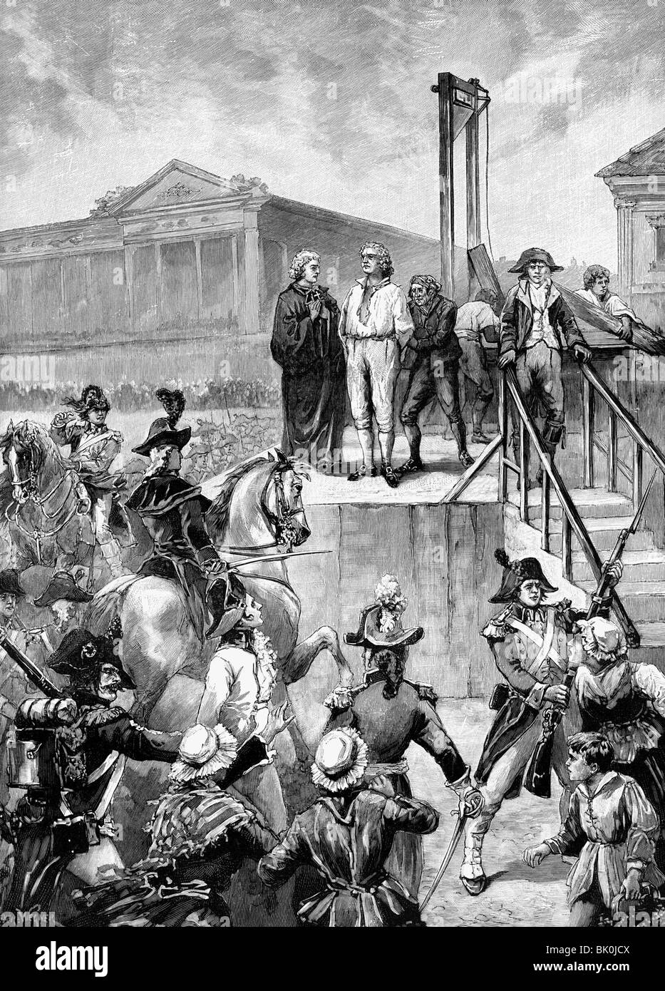 Louis XVI, 23.8.1754 - 21.1.1793, roi de France 10.5.1774 - 21.9.1792, lieu d'exécution de la Concorde, Paris, gravure sur bois, XIXe siècle, , Banque D'Images