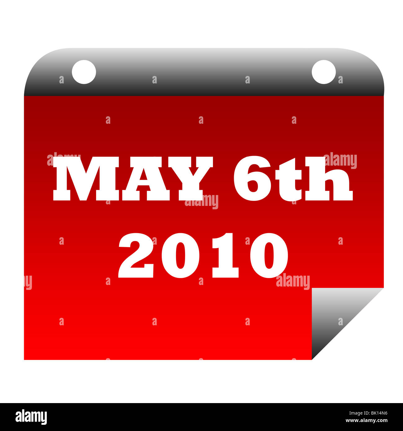 Page de calendrier pour le 6 mai 2010, date de l'anglais élection générale, isolé sur fond blanc. Banque D'Images