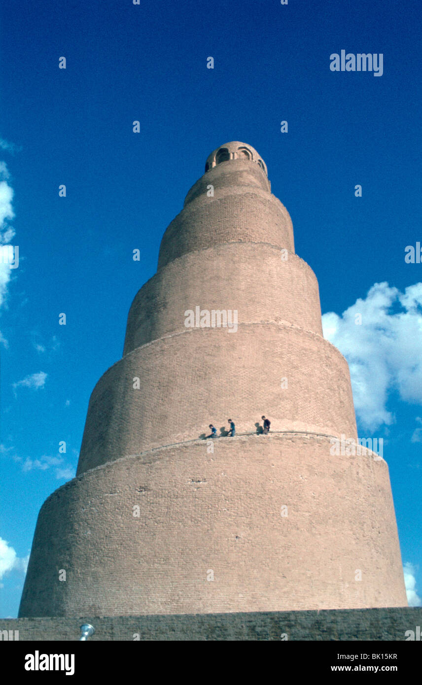 Minaret de la Grande Mosquée, Samarra, en Irak, en 1977. Ce grand minaret en spirale a été construite au milieu du 9e siècle par les Abbassides Cali Banque D'Images